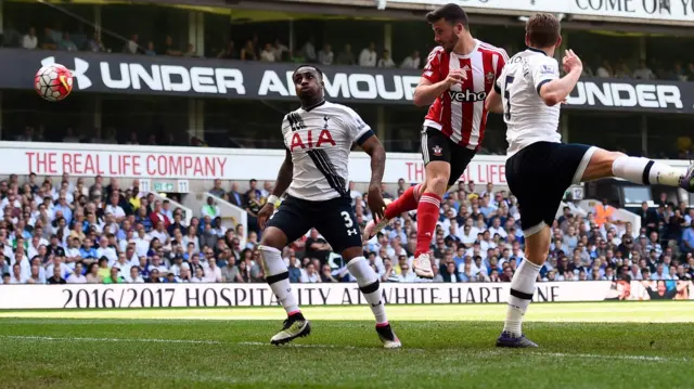 Shane Long heads at goal