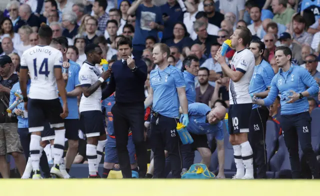 Tottenham Hotspur have a drinks break