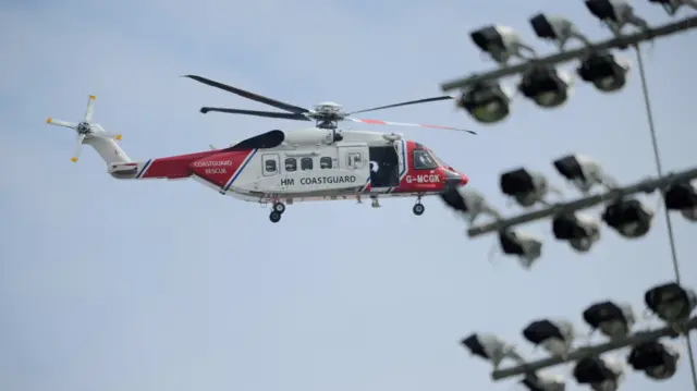 Coastguard helicopter at Edgbaston