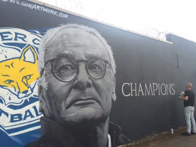 Painting of Claudio Ranieri on Kate Street