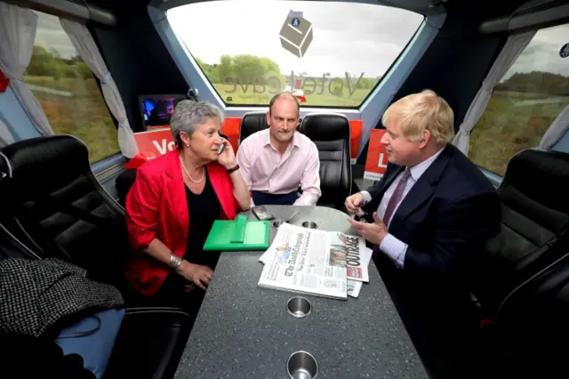 Douglas Carswell with Labour's Gisela Stuart and Conservative Boris Johnson