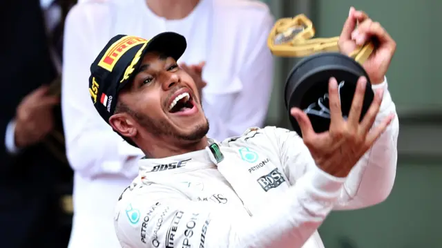 Lewis Hamilton celebrates his Monaco win