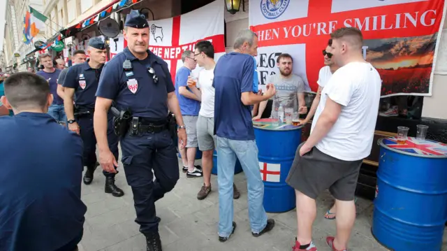 Police and England fans