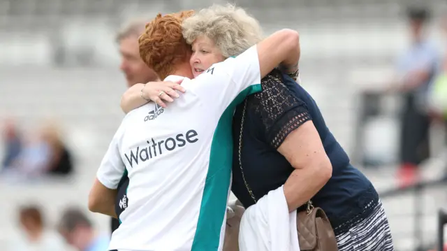 Jonny Bairstow hugs his mum