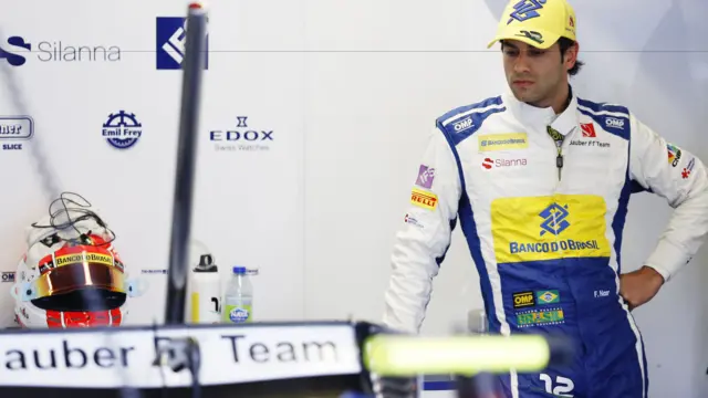 Felipe Nasr in the garage