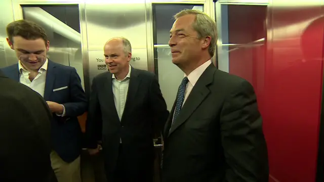 Nigel Farage with BBC executive Robbie Gibb