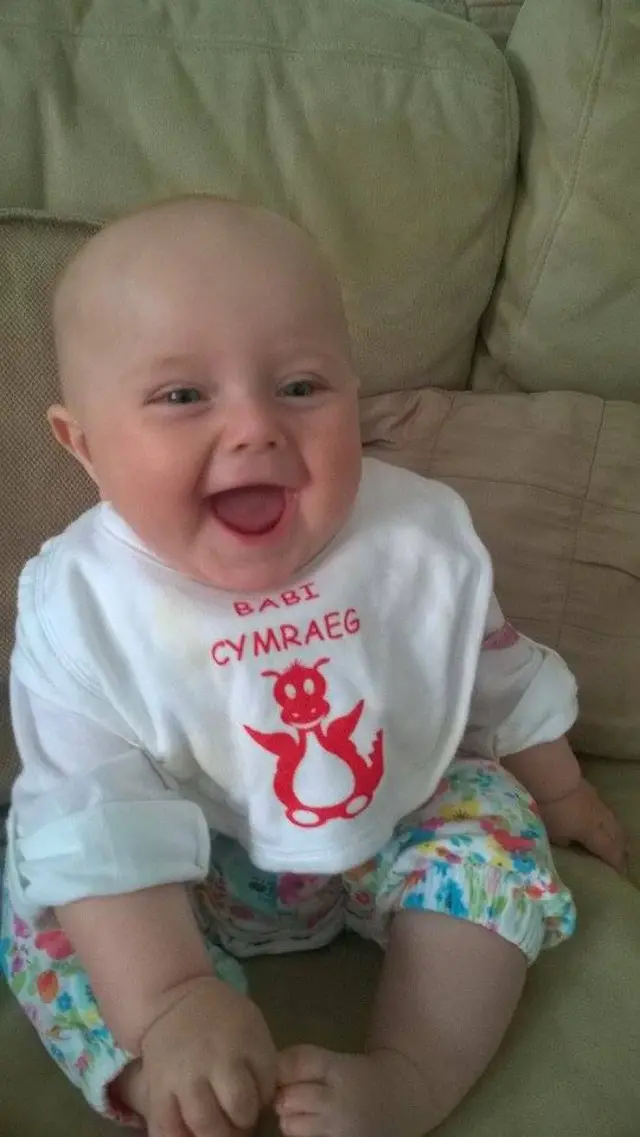 Baby Elin getting ready for the Wales game