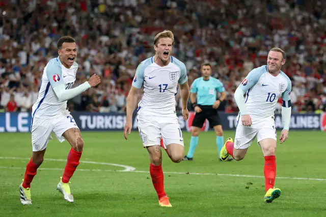 England celebrate goal