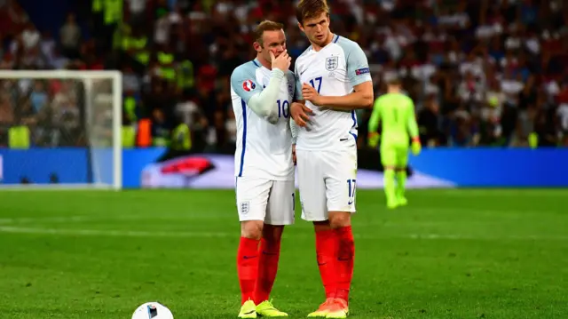 Wayne Rooney and Eric Dier discuss the free-kick options