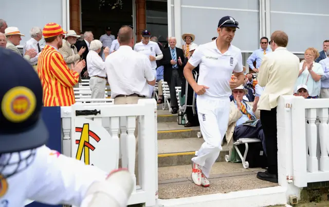 Alastair Cook enters the field