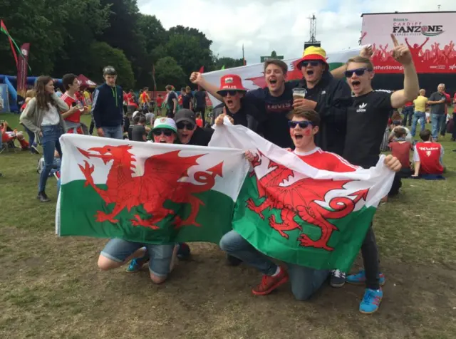 Wales fans in Cardiff