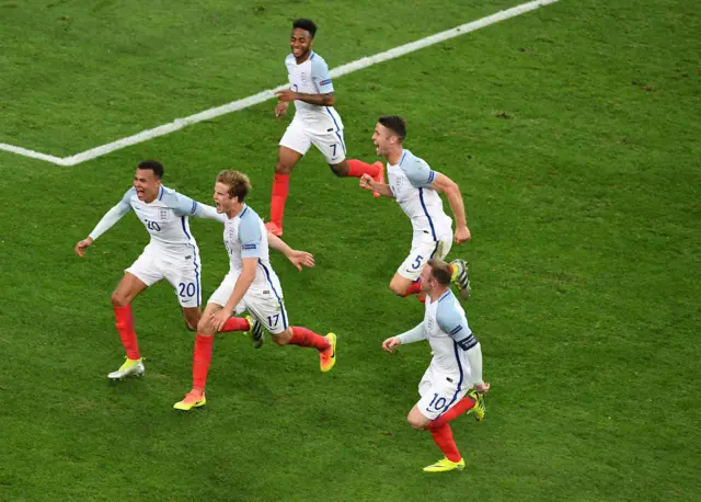 England celebrate goal