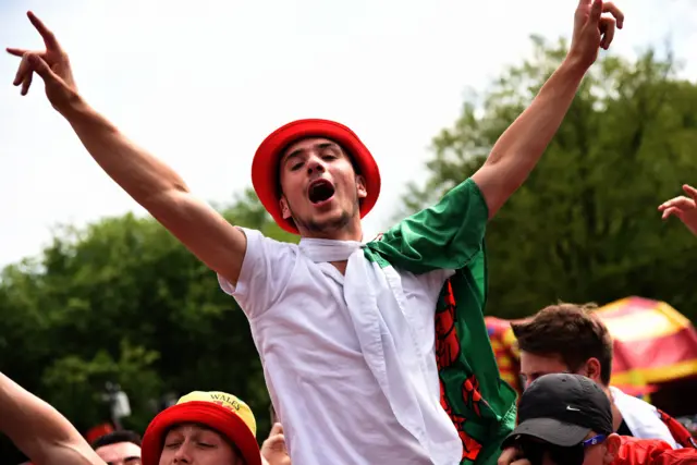 Wales fan at Cardiff fanzone