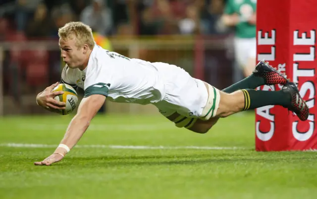 Du Toit goes over a try