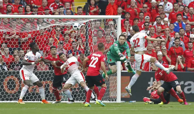 Schar scores for Switzerland against Albania