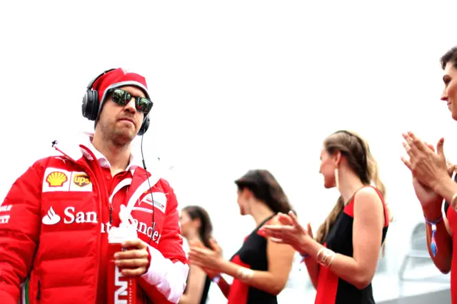 Sebastian Vettel on his arrival at the circuit