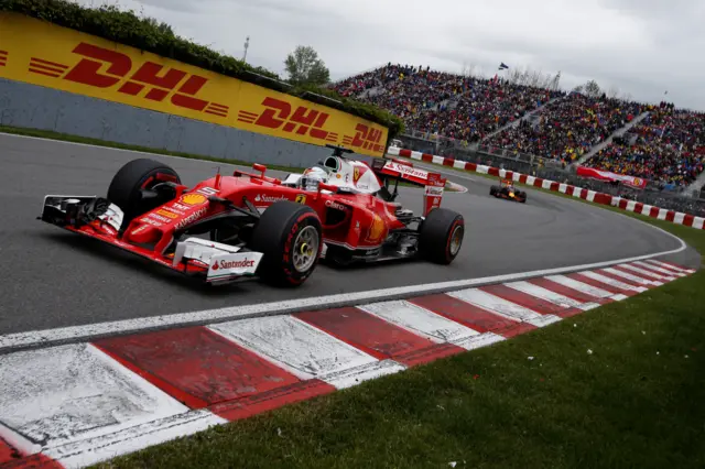 Vettel racing in Canada