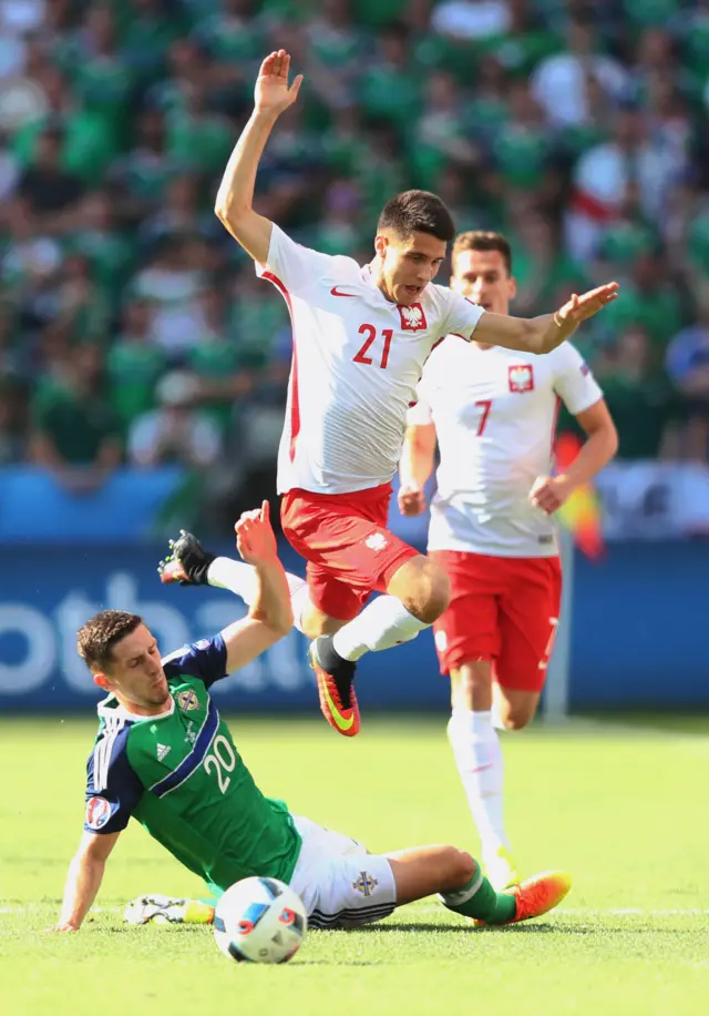 Bartosz Kapustka escapes down the Polish wing