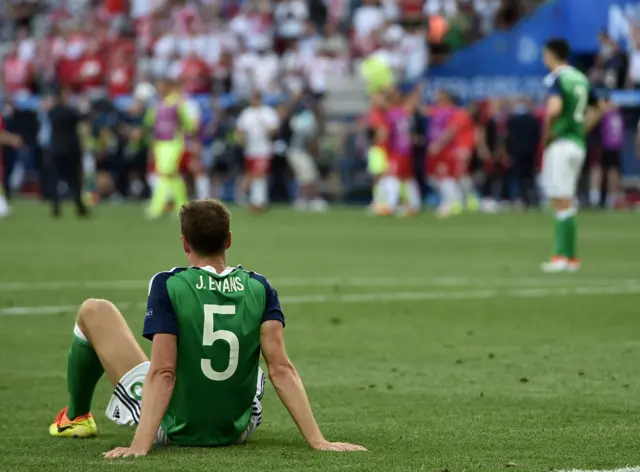 Jonny Evans is dejected at the end