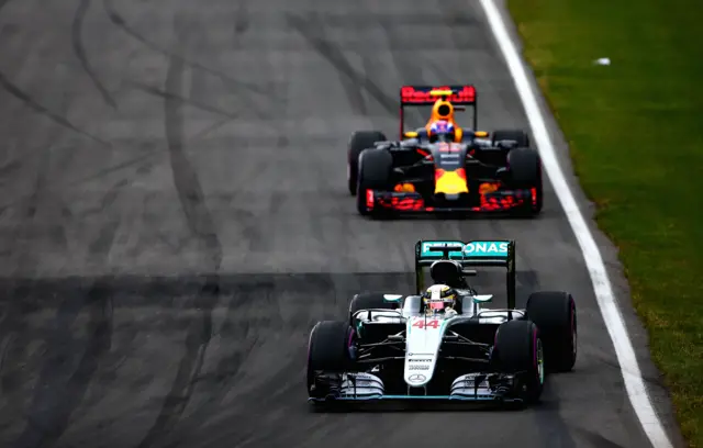 Lewis Hamilton leads