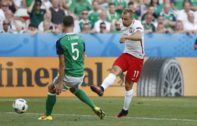 Kamil Grosicki goes close for Poland