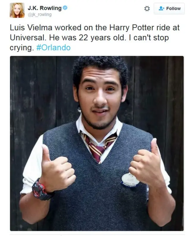 JK rowling tweet of Luis Velma