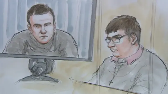 Court sketch of Luke Harlow and Stephen Beadman