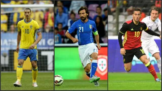 Zlatan Ibrahimovic, Andrea Pirlo and Eden Hazard