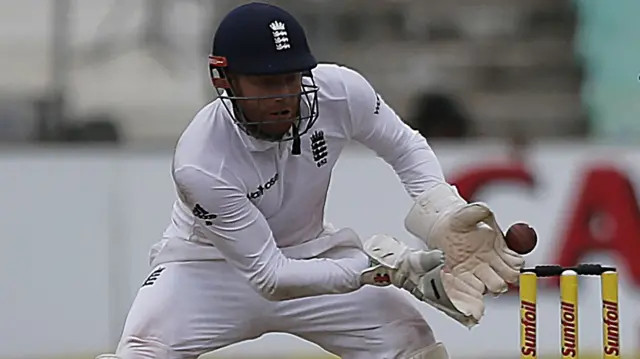 Jonny Bairstow misses a ball