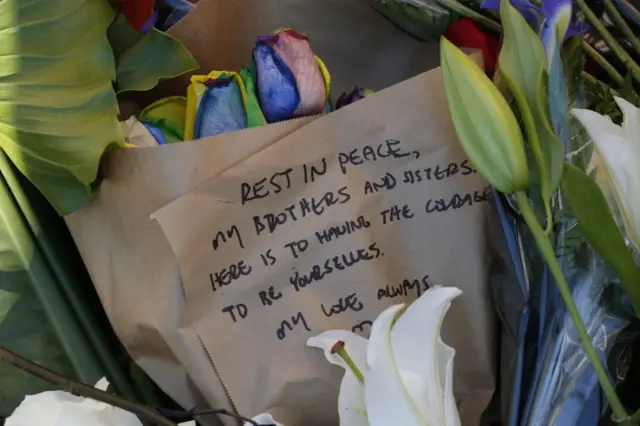 Flowers left at San Francisco memorial