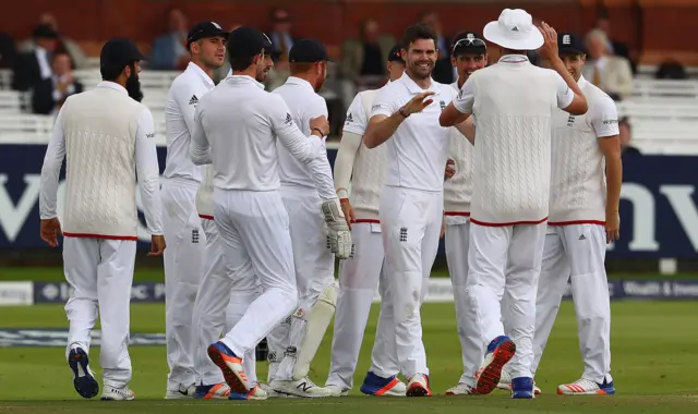 England celebrate wicket