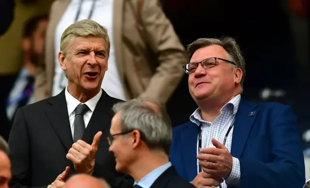 Arsene Wenger and Ed Balls