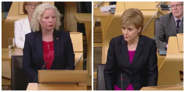 Scottish Labour MSP Claire Baker and First Minister Nicola Sturgeon