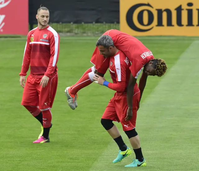 Austria players in training