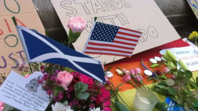 A vigil for the Orlando shooting victims was held in Glasgow on Monday evening