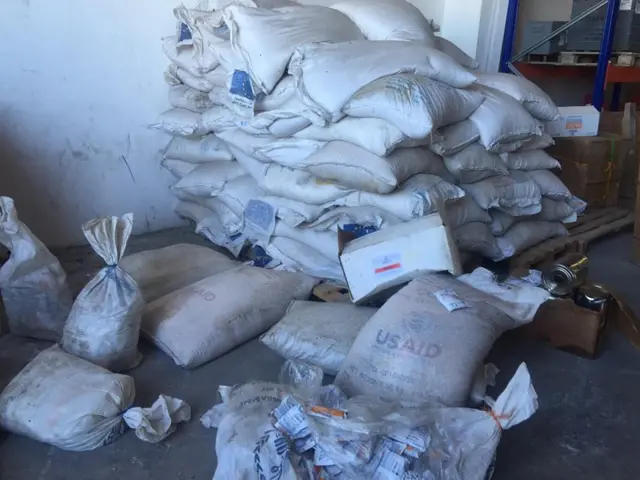 Seized WFP food sacks