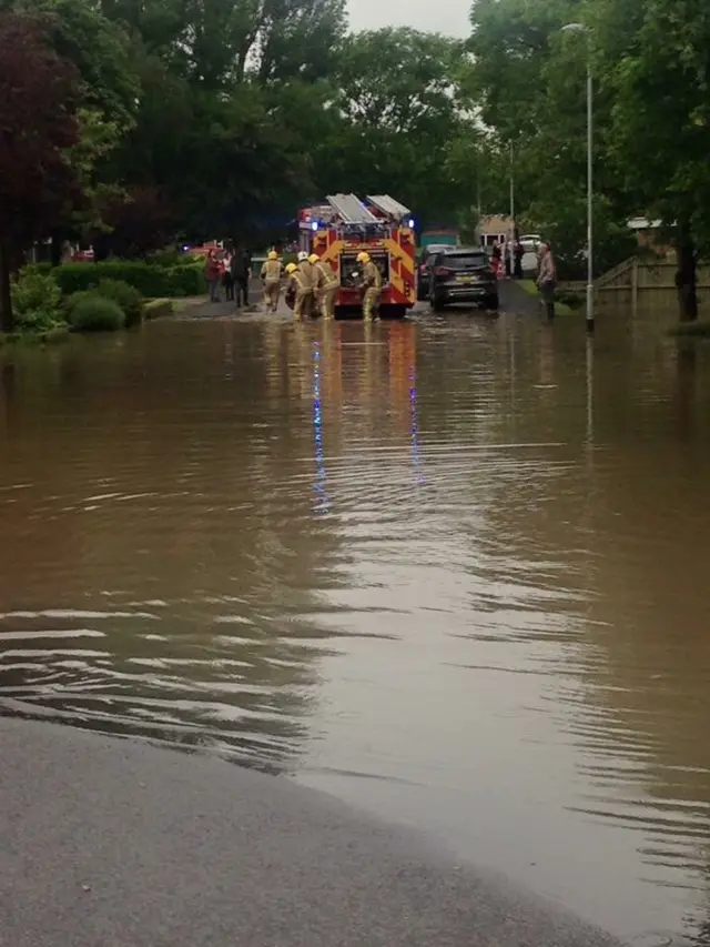 Firefighters attend flooding in Bourne