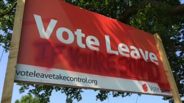 Defaced Vote Leave poster in Witney