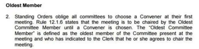 Standing order on oldest MSP chairing start of committee