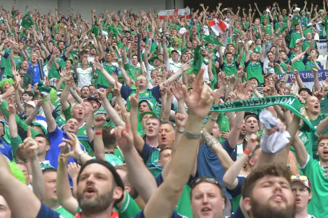 NI fans in Stade de Lyon after 2-0 win against Ukraine