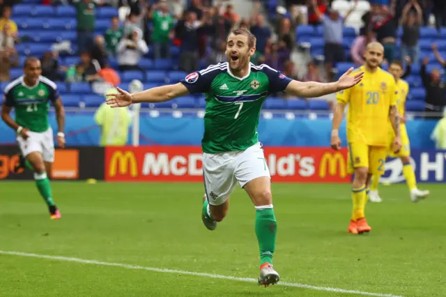 Niall McGinn celebrates