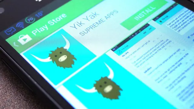 Yik Yak app on a mobile phone.