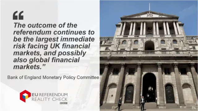 MPC quote: The outcome of the referendum continues to be the largest immediate risk facing UK financial markets, and possibly also global financial markets.