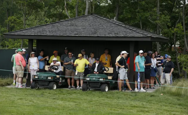 Fans take shelter at the US Open