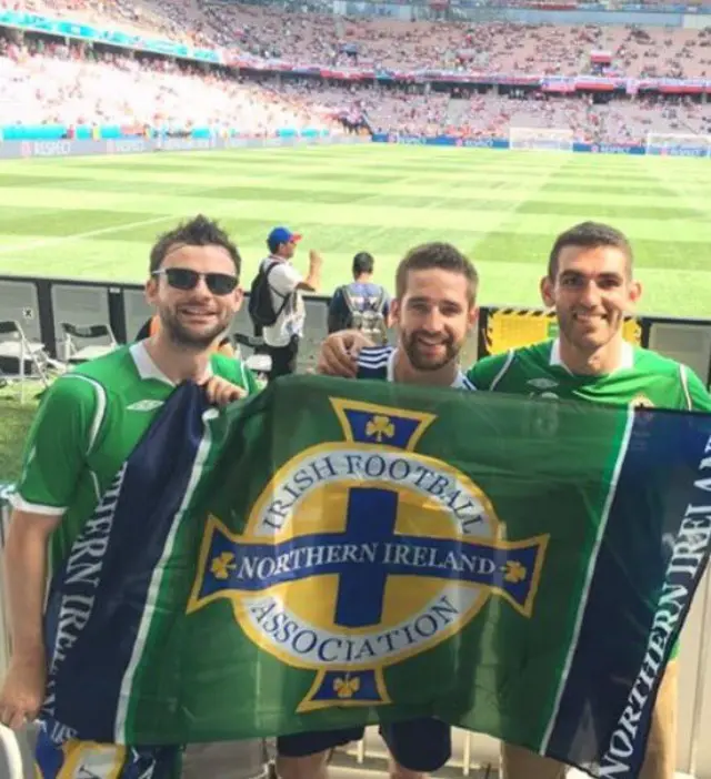 Ian Hughes and friends supporting Northern Ireland at Euro 2016