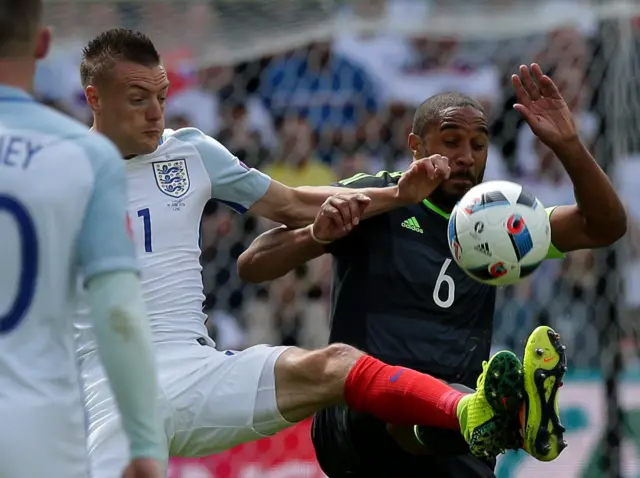 Jamie Vardy and Ashley Williams