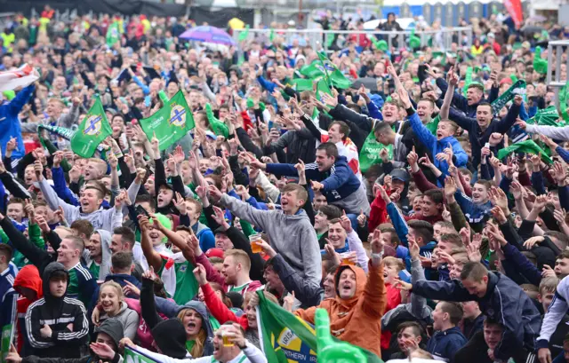 NI fans at Titanic fanzone