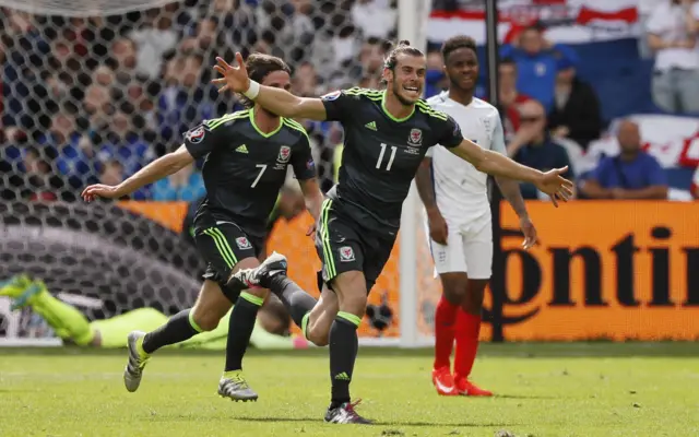 Gareth Bale celebrates