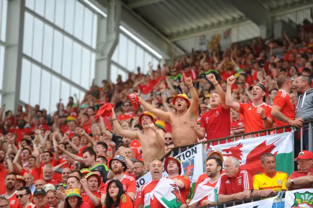 Wales fans at the stadium in Lens