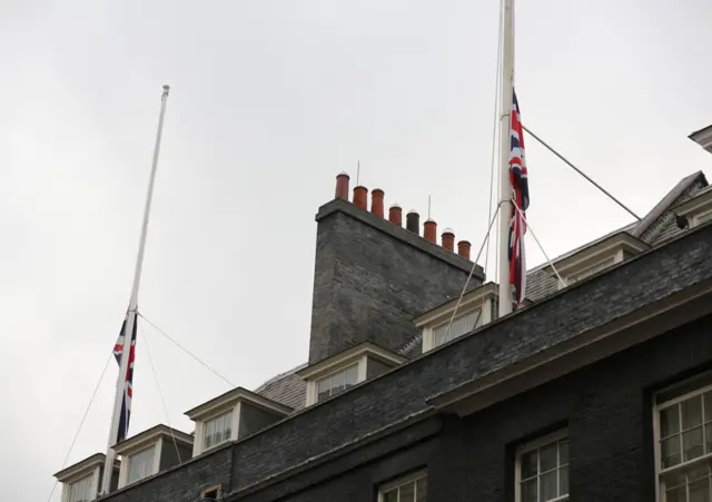 Flags flying at half mast above 10 Downing Street